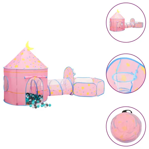 Tenda de Brincar Infantil com 250 Bolas 301x120x128 cm Rosa