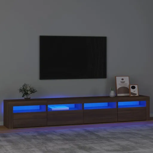 Móvel de TV com Luzes LED 240x35x40 cm Cor Carvalho Castanho