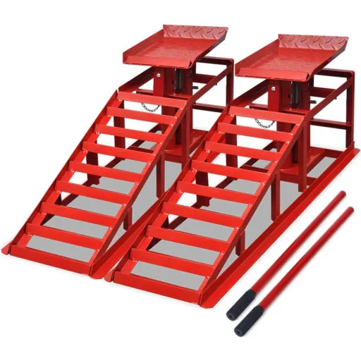 Rampas para Reparação de Automóveis   Aço Vermelho (2 pcs)