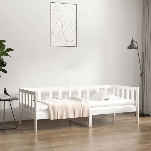 Sofá-Cama Sem Colchão 90x190 cm Madeira de Pinho Maciça Branco