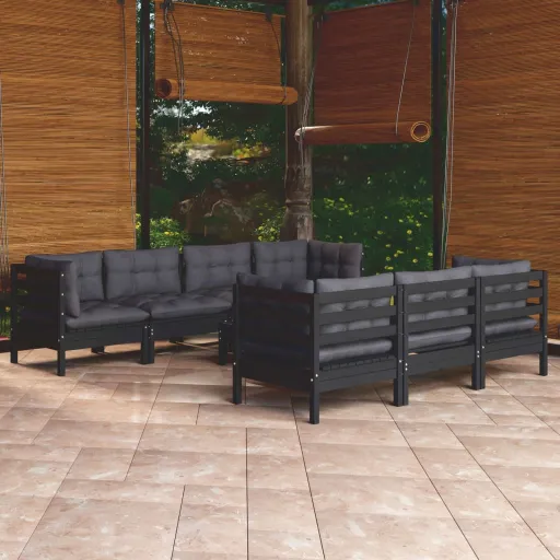 Conjunto Lounge Jardim c/ Almofadões Pinho Maciço (8 pcs)