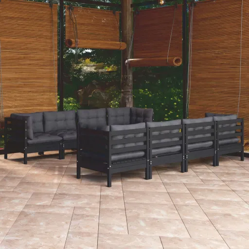 Conjunto Lounge Jardim c/ Almofadões Pinho Maciço (9 pcs)