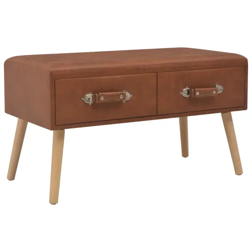 Mesa de Centro 80x40x46 cm Couro Artificial Castanho