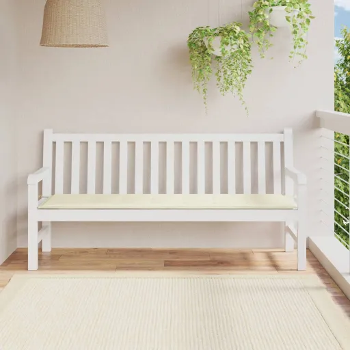 Almofadão p/ Banco de Jardim 180x50x3 cm Tecido Oxford Creme