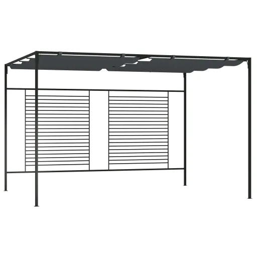 Gazebo com Toldo Retrátil 4x3x2,3 m 180 g/m² Antracite