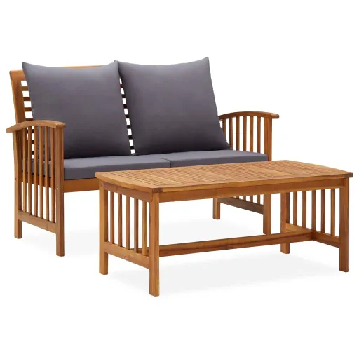 Conjunto Lounge de Jardim c/ Almofadões Acácia Maciça (2 pcs)