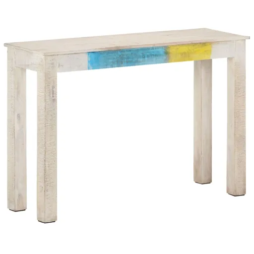 Mesa Consola 115x35x77 cm Madeira de Mangueira Áspera Branco