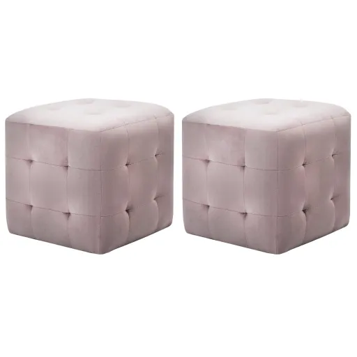 Mesas de Cabeceira   30x30x30 cm Veludo Rosa (2 pcs)