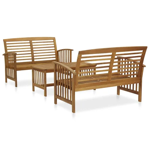 Conjunto Lounge de Jardim Madeira de Acácia Maciça (3 pcs)