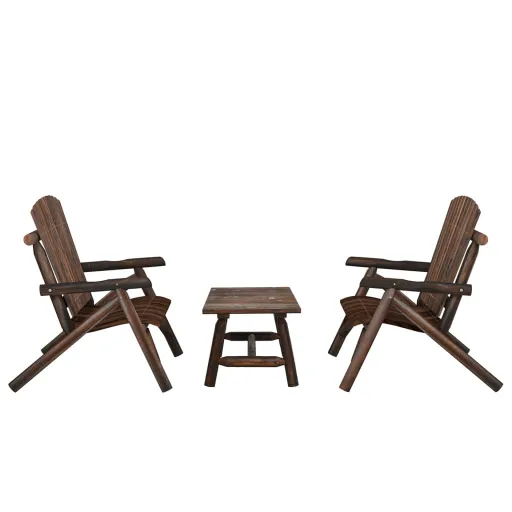 Conjunto Lounge de Jardim Madeira de Abeto Maciça (3 pcs)