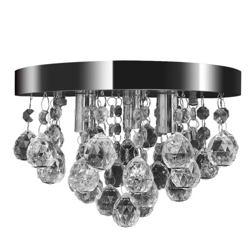 Lustre Redondo de Cristal Cromado