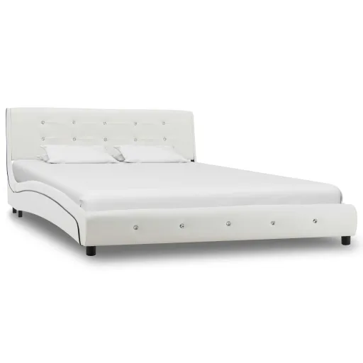 Estrutura de Cama 140x200 cm Couro Artificial Branco