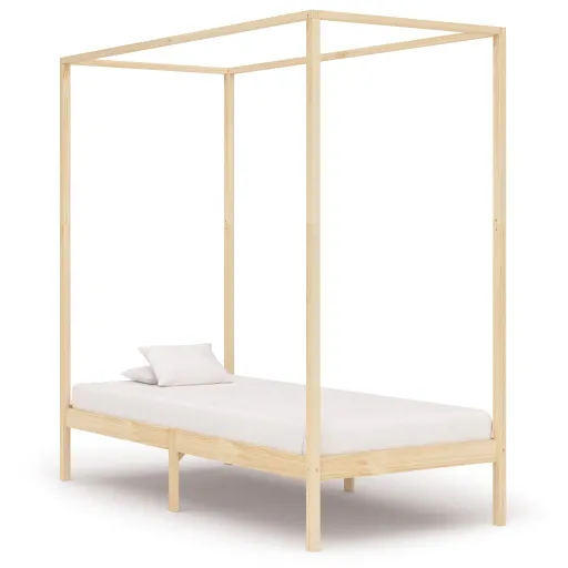 Estrutura de Cama com Toldo 90x200 cm Pinho Maciço