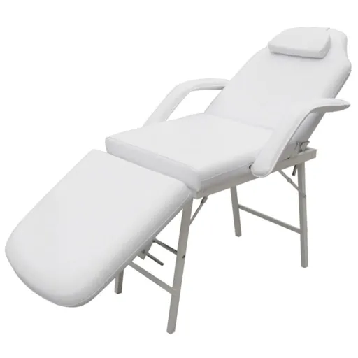 Cadeira Massagem com Encosto Ajustável e Apoio para os Pés, Branco