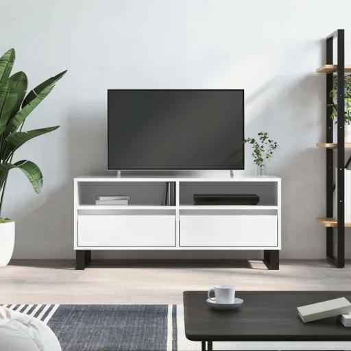 Móvel p/ TV 100x34,5x44,5 cm Derivados Madeira Branco Brilhante