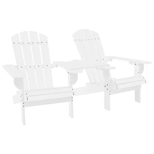 Cadeiras Jardim Adirondack + Mesa Centro Madeira Abeto Branco