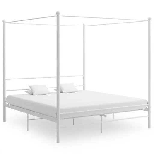 Estrutura de Cama com Dossel 200x200 cm Metal Branco