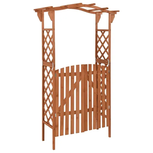 Pérgola com Portão 116x40x204 cm Madeira de Abeto Maciça