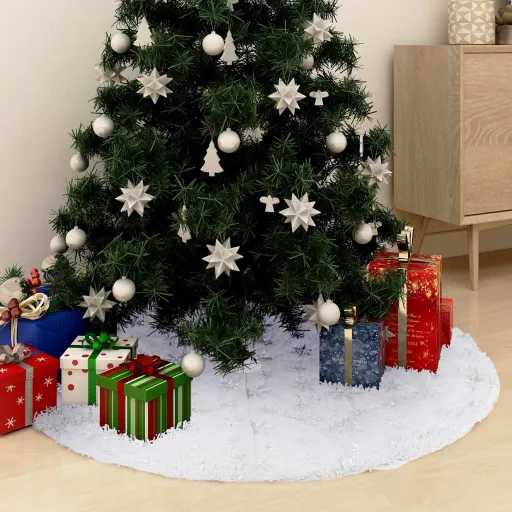 Saia de Árvore de Natal Luxuosa 90 cm Pelo Sintético Branco