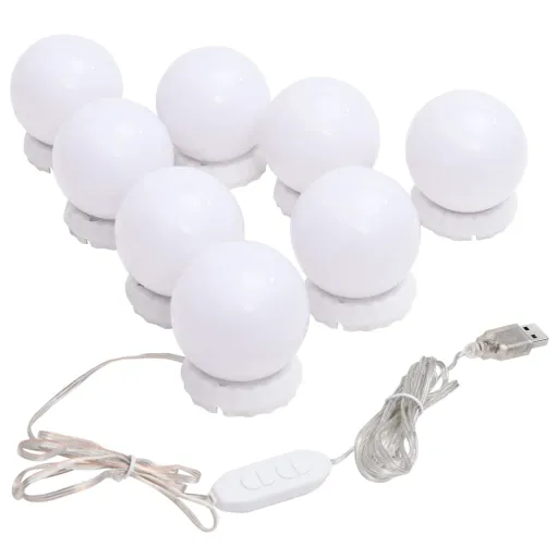 Iluminação de Espelho c/ 8 Lâmpadas LED Branco Quente e Frio