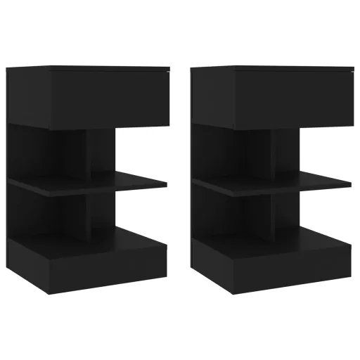 Mesas de Cabeceira   40x35x65 cm Preto (2 pcs)