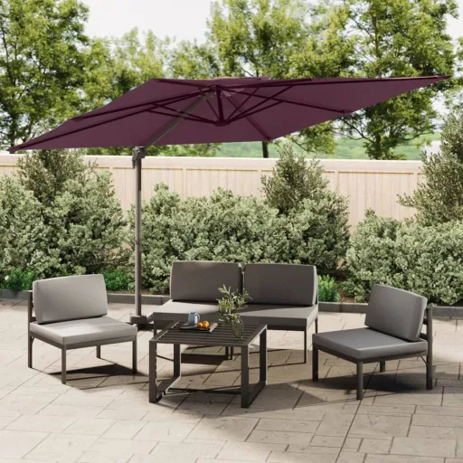 Guarda-Sol Cantilever c/ Toldo Duplo 400x300 cm Bordô