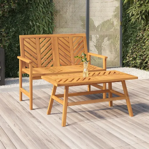 Conjunto Lounge de Jardim   Madeira de Acácia Maciça (2 pcs)