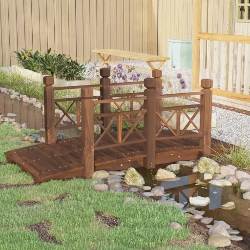 Ponte de Jardim com Corrimões 150x67x56 cm Abeto Maciço