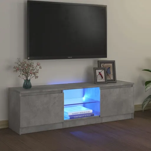 Móvel de TV com Luzes LED 120x30x35,5 cm Cinzento Cimento