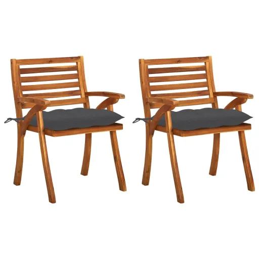 Cadeiras de Jantar Jardim c/ Almofadões   Acácia Maciça (2 pcs)