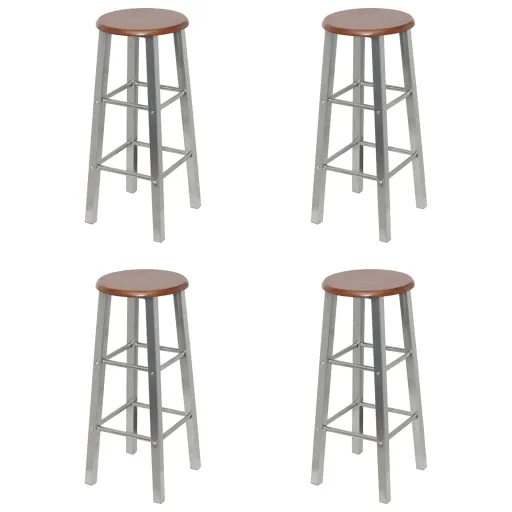 Bancos de Bar   MDF Prateado e Castanho (4 pcs)