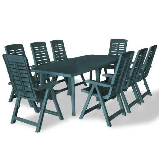 Conjunto de Jantar de Exterior   Plástico Verde (9 pcs)