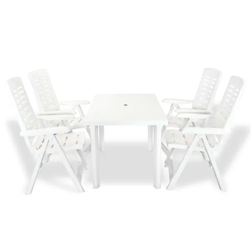 Conjunto de Jantar de Exterior   Plástico Branco (5 pcs)