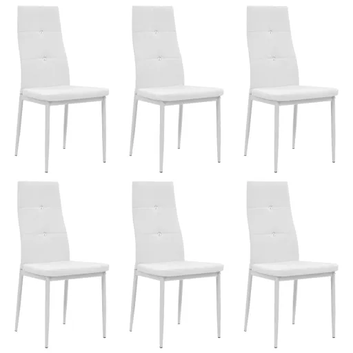 Cadeiras de Jantar   Couro Artificial Branco (6 pcs)