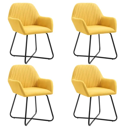 Cadeiras de Jantar   Tecido Amarelo (4 pcs)