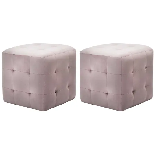 Pufe   30x30x30 cm Veludo Rosa (2 pcs)