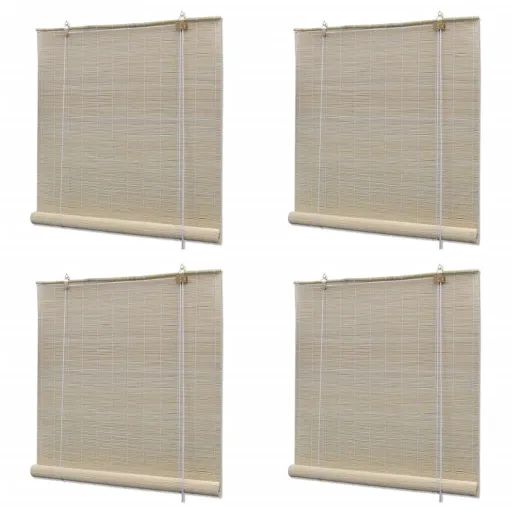 Estores de Rolo em Bambu Natural   120x160 cm (4 pcs)