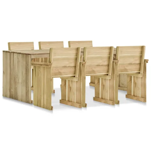 Conjunto de Jantar para Exterior Pinho Impregnado (7 pcs)