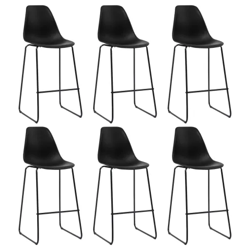 Cadeiras de Bar   Plástico Preto (6 pcs)