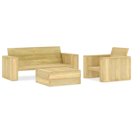 Conjunto Lounge de Jardim Madeira de Pinho Impregnada (3 pcs)