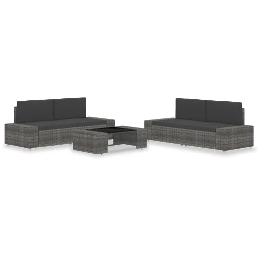 Conjunto Lounge de Jardim Vime PE Cinzento (5 pcs)