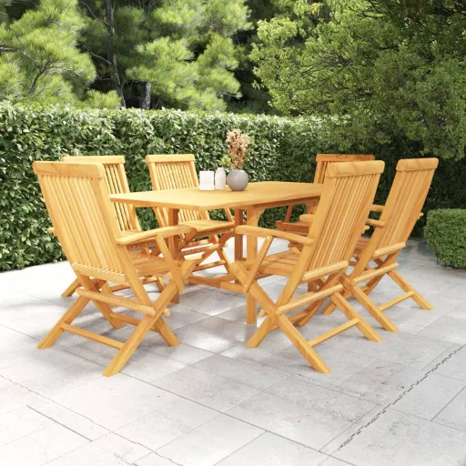 Conjunto de Jantar para Jardim Madeira de Teca Maciça (7 pcs)