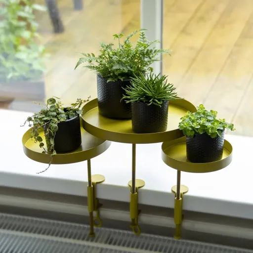 Esschert Design Tabuleiro p/ Plantas Redondo com Braçadeira L Dourado