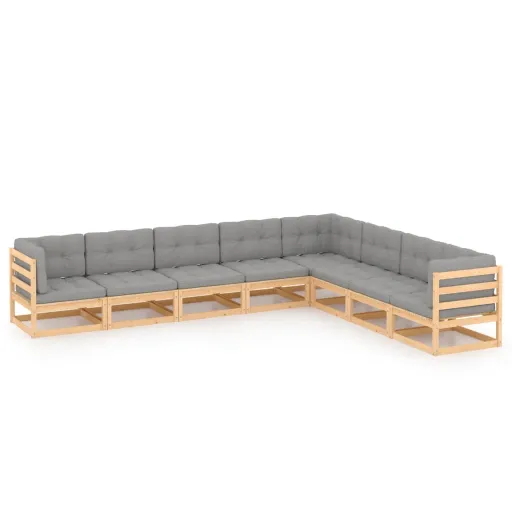 Conjunto Lounge de Jardim c/ Almofadões Pinho Maciço (8 pcs)