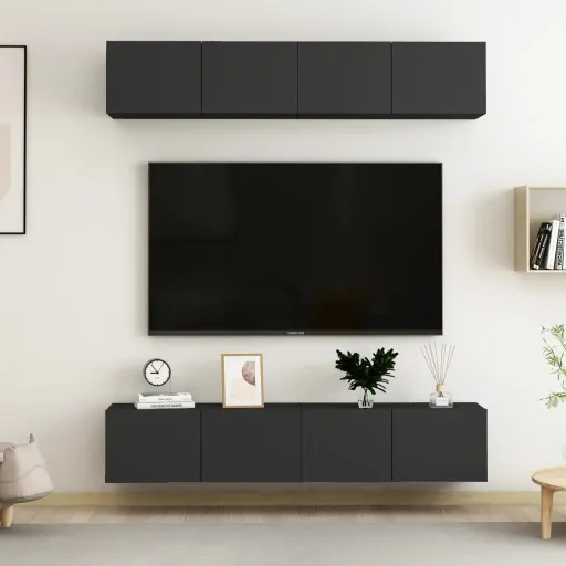 Móveis de TV   80x30x30 cm Derivados de Madeira Preto (4 pcs)