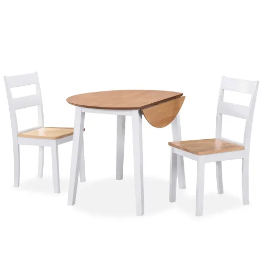 Conjunto de Jantar   MDF e Seringueira Branco (3 pcs)