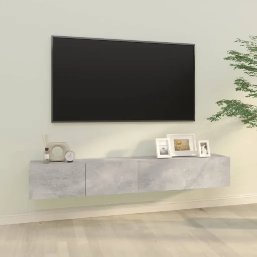 Móveis de TV Parede   100x30x30cm Madeira Cinza Cimento (2 pcs)