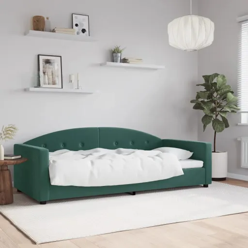 Sofá-Cama 90x200 cm Veludo Verde-Escuro