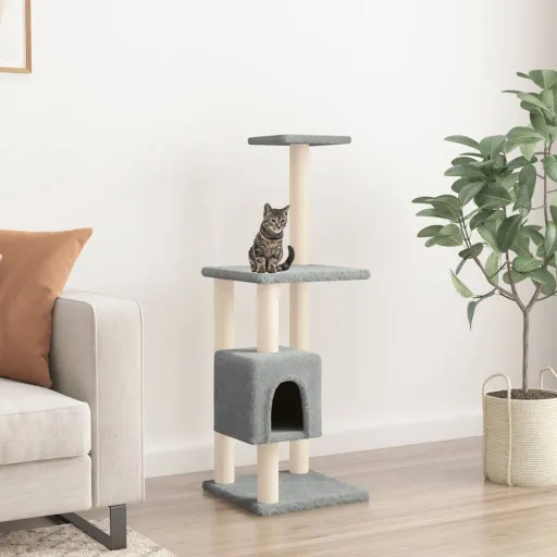 Árvore p/ Gatos c/ Postes Arranhadores Sisal 104 cm Cinza-Claro