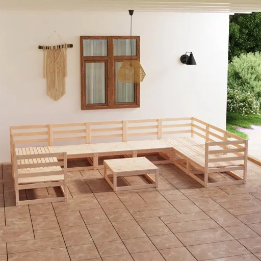 Conjunto Lounge de Jardim Pinho Maciço (10 pcs)